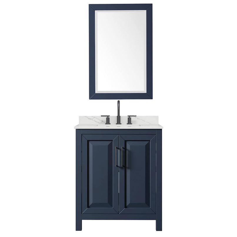 Daria 30" Free Standing Single Basin Vanity Set with Cabinet, Quartz Vanity Top, and Framed Mirror - image 3