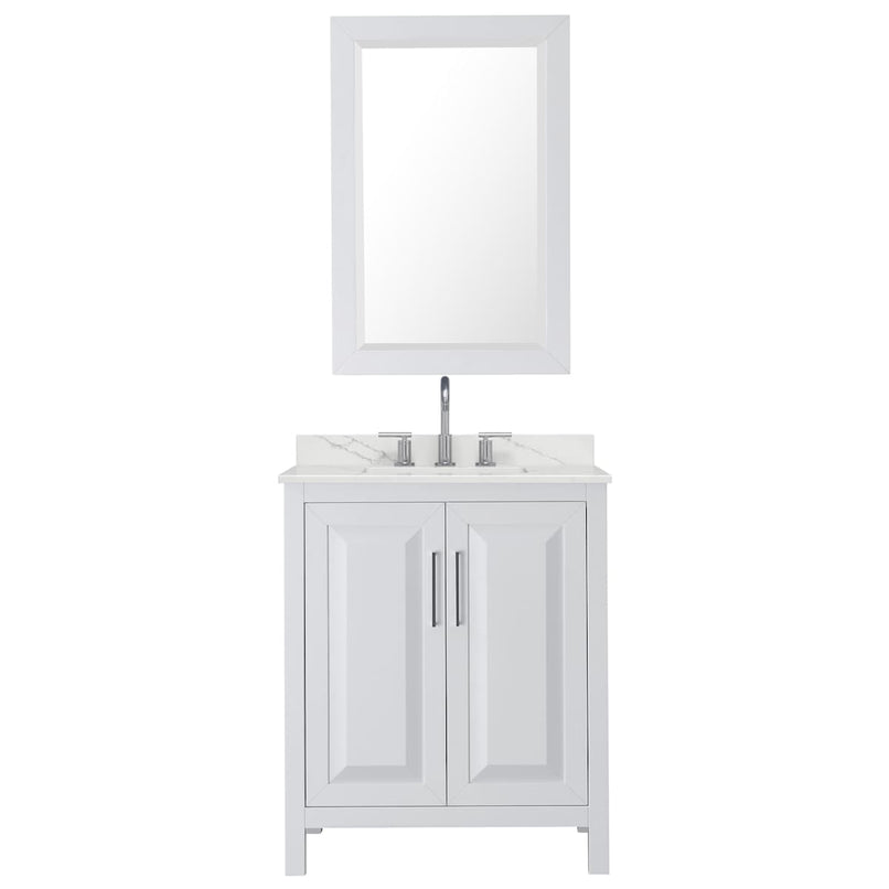 Daria 30" Free Standing Single Basin Vanity Set with Cabinet, Quartz Vanity Top, and Framed Mirror - image 8