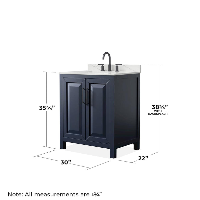 Daria 30" Free Standing Single Basin Vanity Set with Cabinet, Quartz Vanity Top, and Medicine Cabinet - image 8