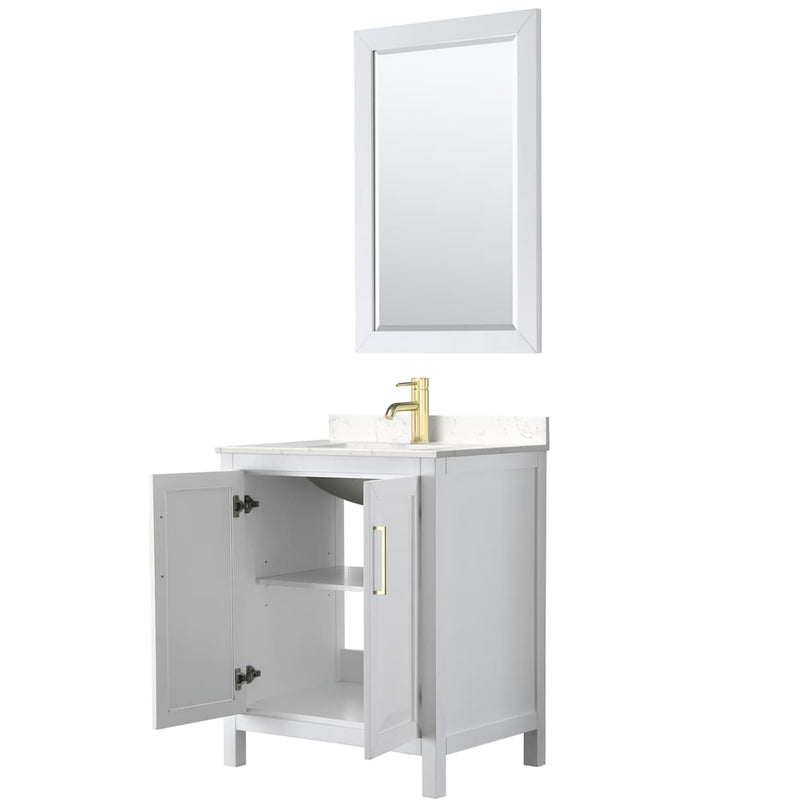 Daria 30" Free Standing Single Basin Vanity Set with Cabinet, Cultured Marble Vanity Top, and Framed Mirror - image 2