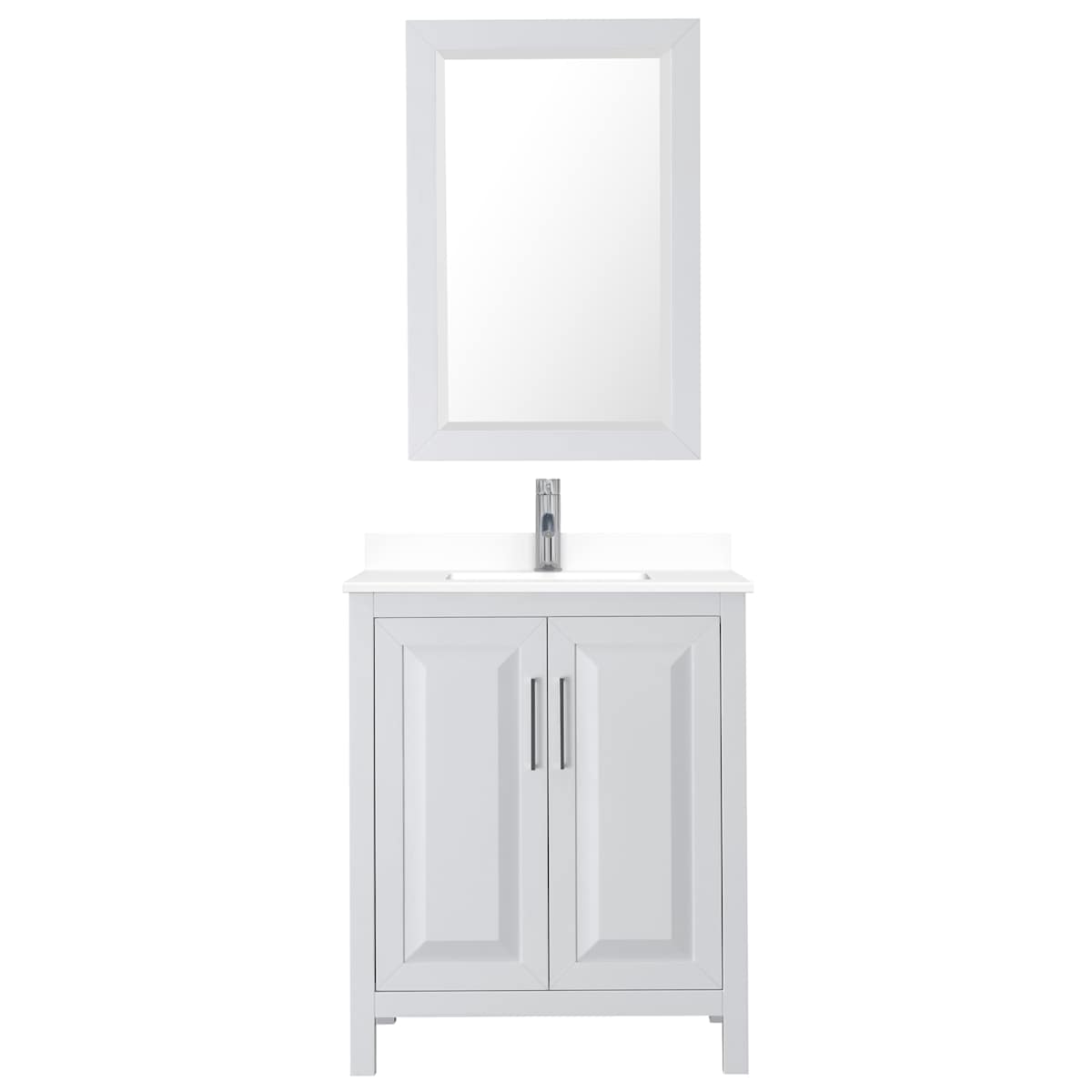 Daria 30" Free Standing Single Basin Vanity Set with Cabinet, Cultured Marble Vanity Top, and Framed Mirror