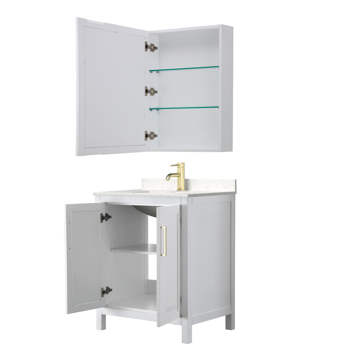 Daria 30" Free Standing Single Basin Vanity Set with Cabinet, Cultured Marble Vanity Top, and Medicine Cabinet