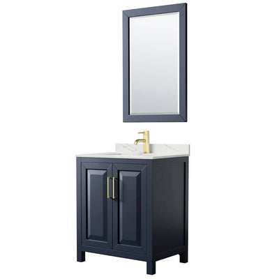 Daria 30" Free Standing Single Basin Vanity Set with Cabinet, Quartz Vanity Top, and Framed Mirror - image 1