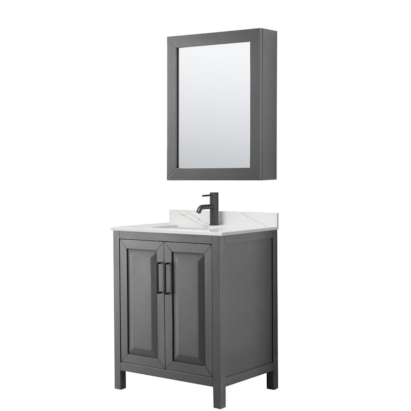 Daria 30" Free Standing Single Basin Vanity Set with Cabinet, Quartz Vanity Top, and Medicine Cabinet - image 1