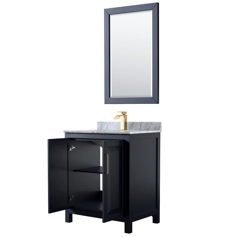 Daria 30" Free Standing Single Vanity Set with MDF Cabinet, Marble Vanity Top, Undermount Sink, and Framed Mirror - image 2