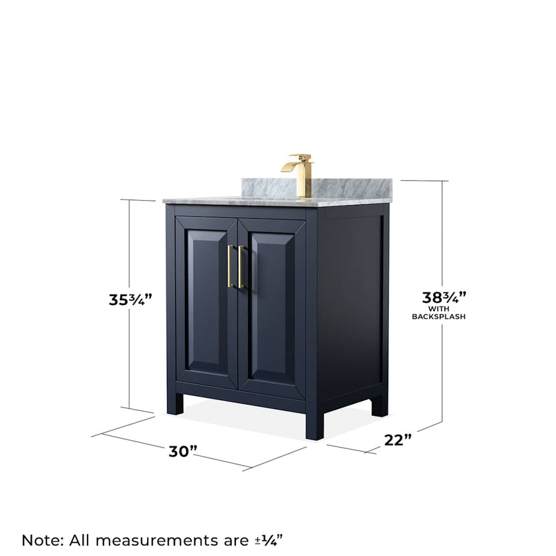 Daria 30" Free Standing Single Vanity Set with MDF Cabinet, Marble Vanity Top, Undermount Sink, and Framed Mirror - image 6