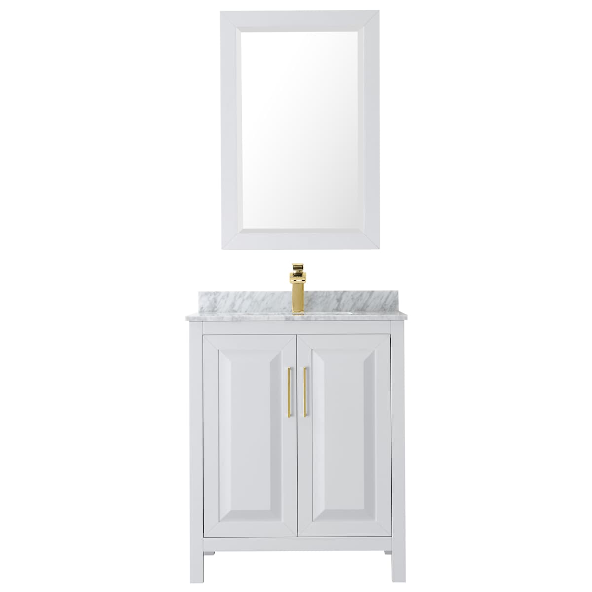 Daria 30" Free Standing Single Vanity Set with MDF Cabinet, Marble Vanity Top, Undermount Sink, and Framed Mirror - image 8