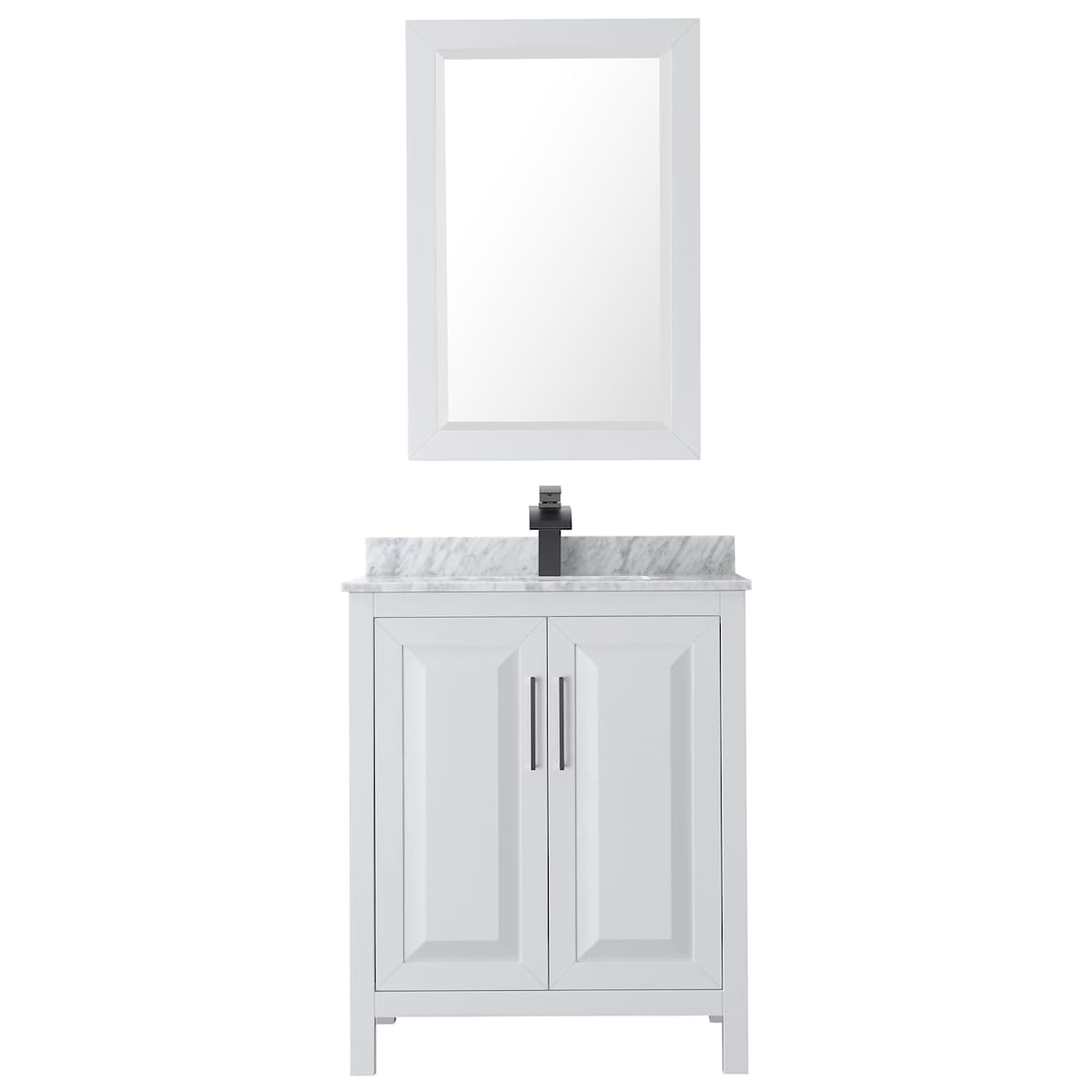 Daria 30" Free Standing Single Vanity Set with MDF Cabinet, Marble Vanity Top, Undermount Sink, and Framed Mirror