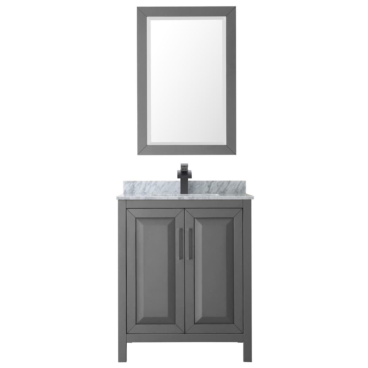 Daria 30" Free Standing Single Vanity Set with MDF Cabinet, Marble Vanity Top, Undermount Sink, and Framed Mirror