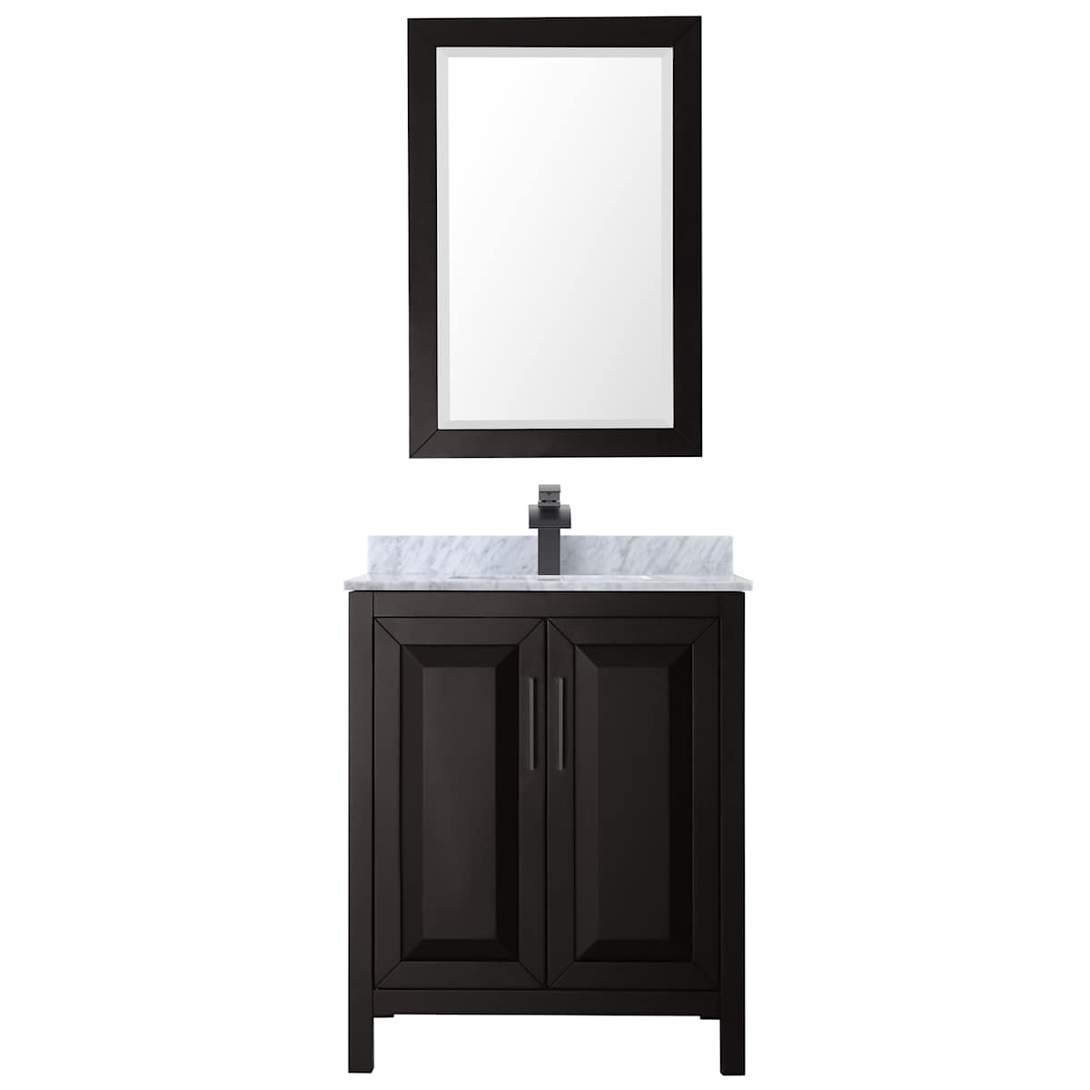 Daria 30" Free Standing Single Vanity Set with MDF Cabinet, Marble Vanity Top, Undermount Sink, and Framed Mirror