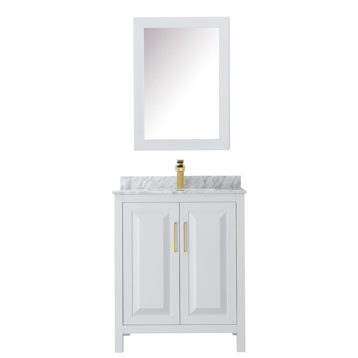 Daria 30" Free Standing Single Vanity Set with MDF Cabinet, Marble Vanity Top, Undermount Sink, and Medicine Cabinet
