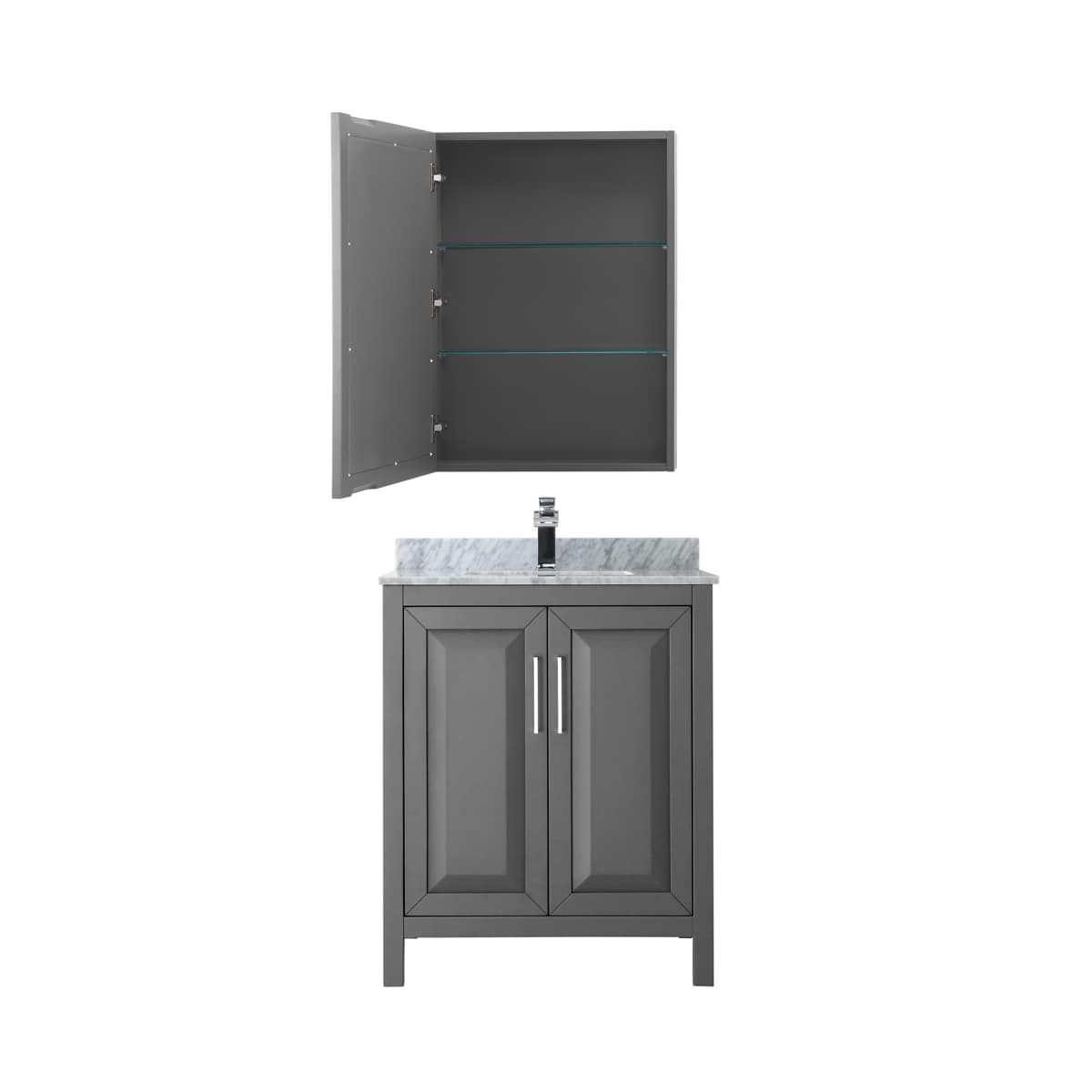 Daria 30" Free Standing Single Vanity Set with MDF Cabinet, Marble Vanity Top, Undermount Sink, and Medicine Cabinet - image 21