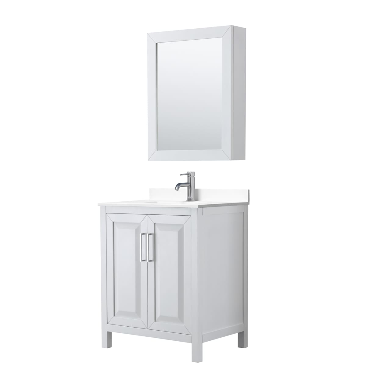 Daria 30" Free Standing Single Basin Vanity Set with Cabinet, Cultured Marble Vanity Top, and Medicine Cabinet