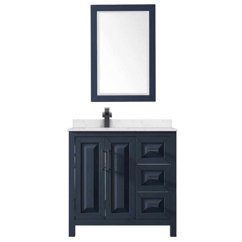 Daria 36" Free Standing Single Basin Vanity Set with Cabinet, Cultured Marble Vanity Top, and Framed Mirror - image 3
