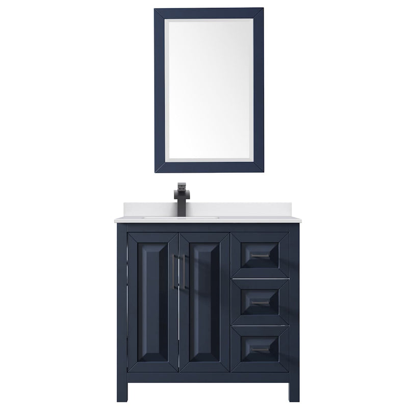 Daria 36" Free Standing Single Basin Vanity Set with Cabinet, Cultured Marble Vanity Top, and Framed Mirror - image 8