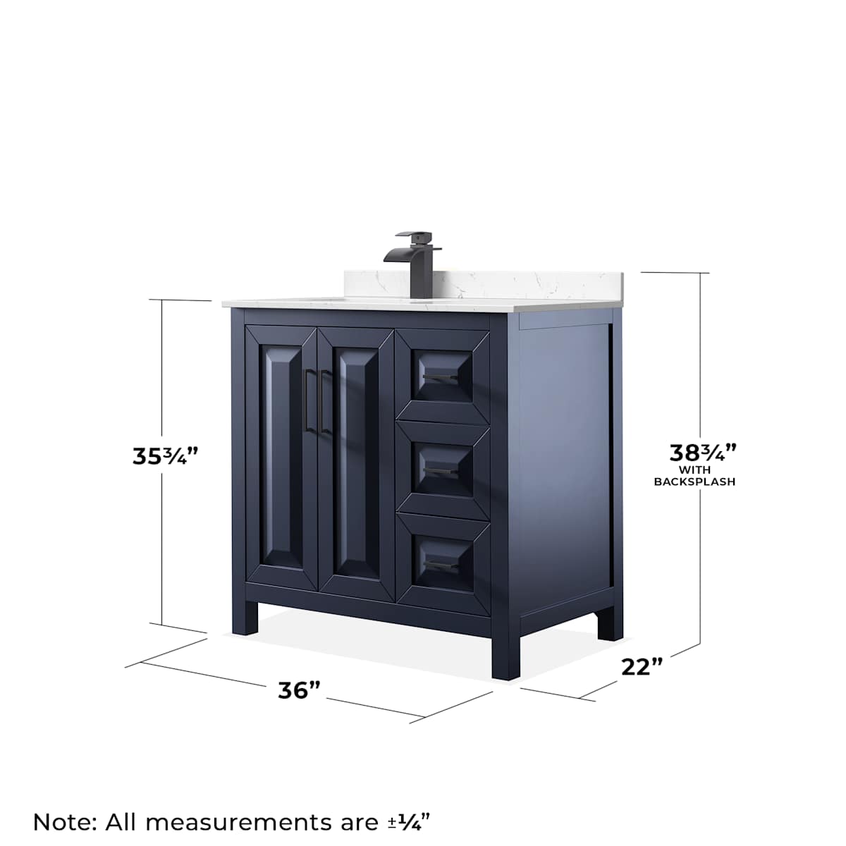 Daria 36" Free Standing Single Basin Vanity Set with Cabinet, Cultured Marble Vanity Top, and Medicine Cabinet