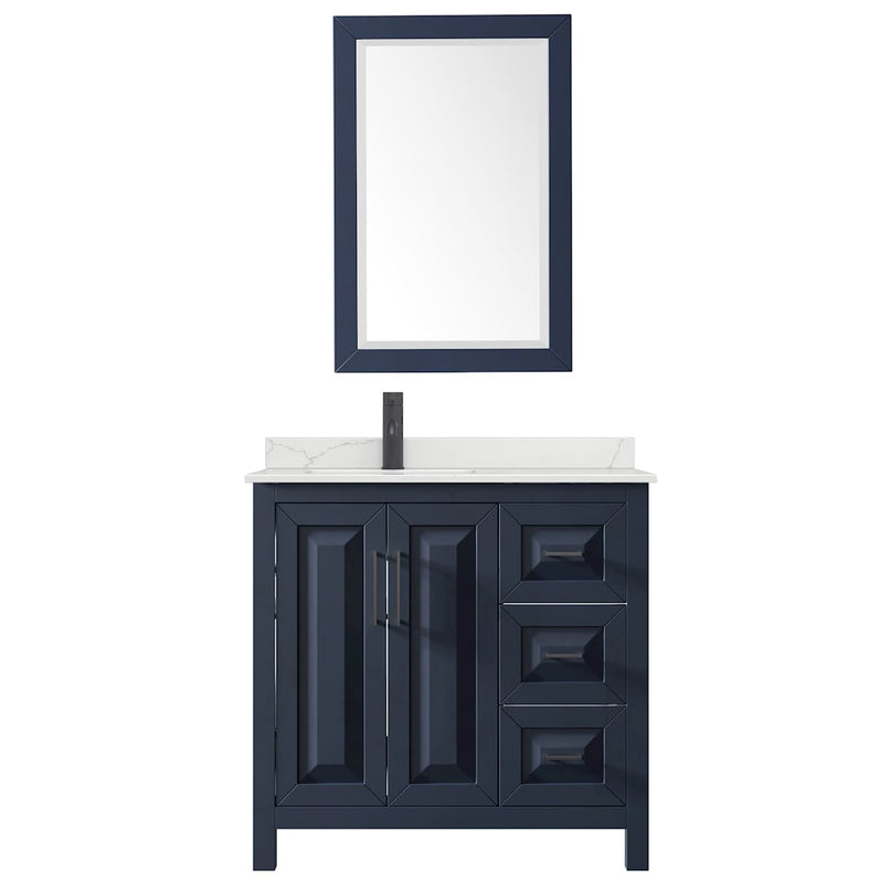 Daria 36" Free Standing Single Basin Vanity Set with Cabinet, Quartz Vanity Top, and Framed Mirror - image 3