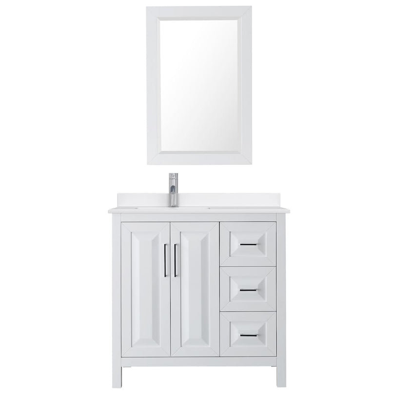Daria 36" Free Standing Single Basin Vanity Set with Cabinet, Quartz Vanity Top, and Framed Mirror - image 7