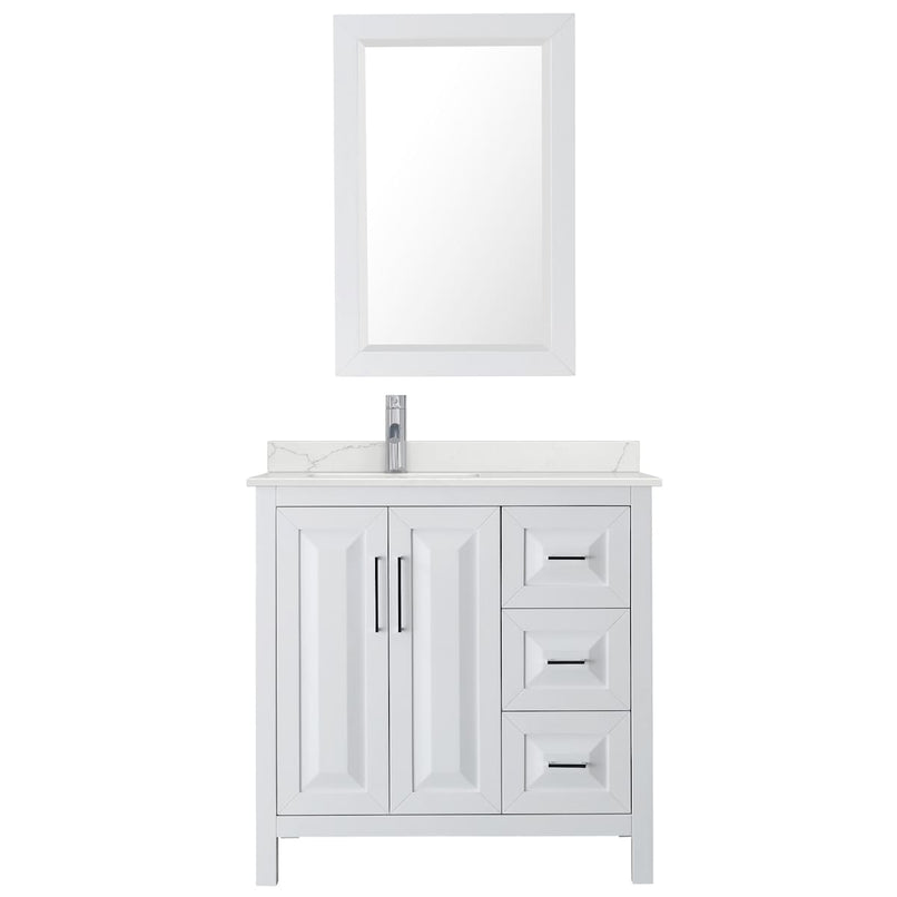 Daria 36" Free Standing Single Basin Vanity Set with Cabinet, Quartz Vanity Top, and Framed Mirror - image 8