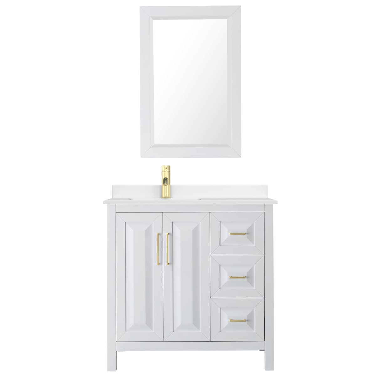 Daria 36" Free Standing Single Basin Vanity Set with Cabinet, Quartz Vanity Top, and Framed Mirror - image 9