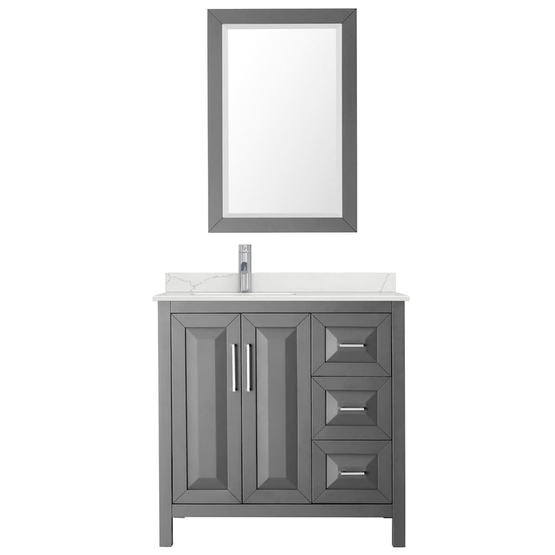 Daria 36" Free Standing Single Basin Vanity Set with Cabinet, Quartz Vanity Top, and Framed Mirror - image 17