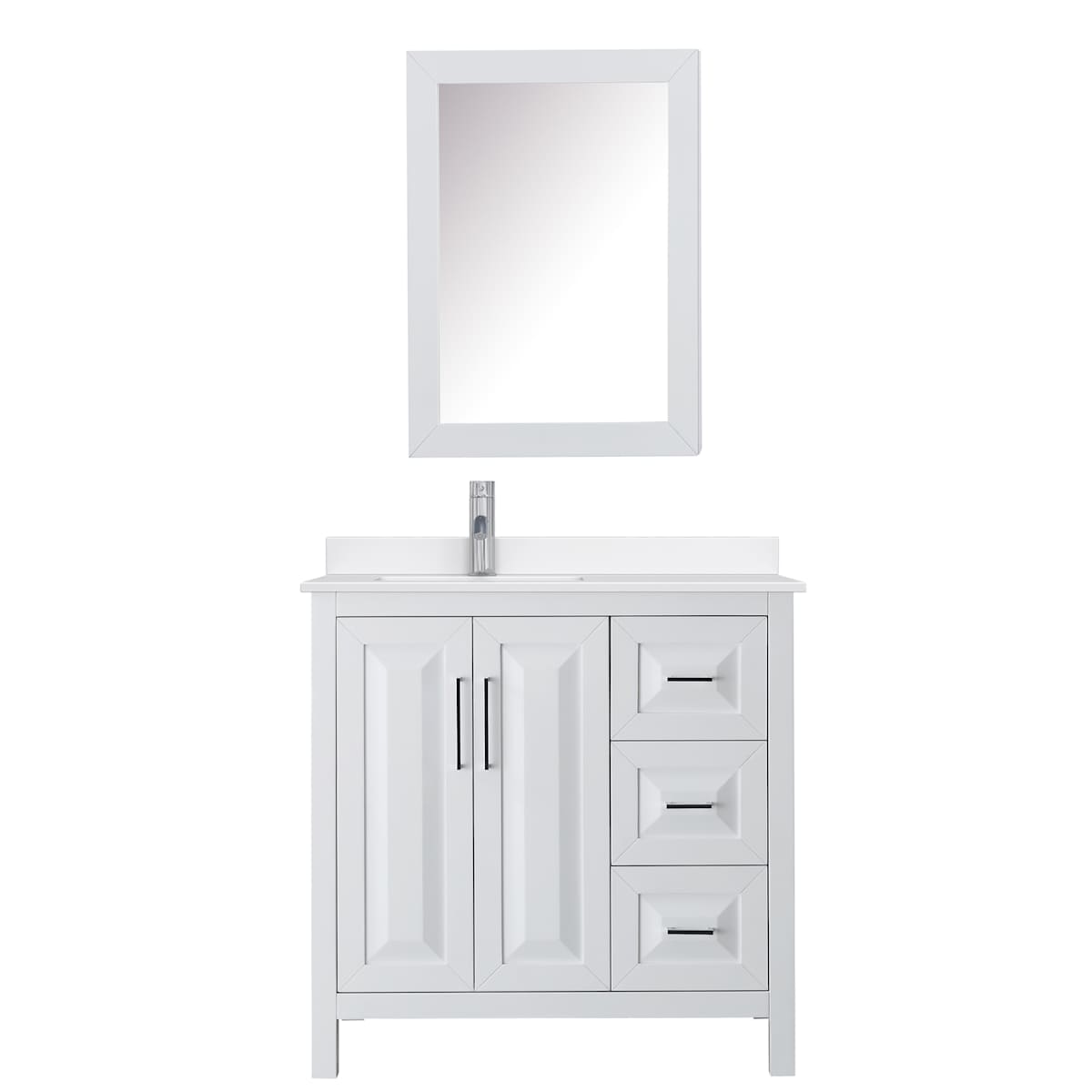Daria 36" Free Standing Single Basin Vanity Set with Cabinet, Quartz Vanity Top, and Medicine Cabinet
