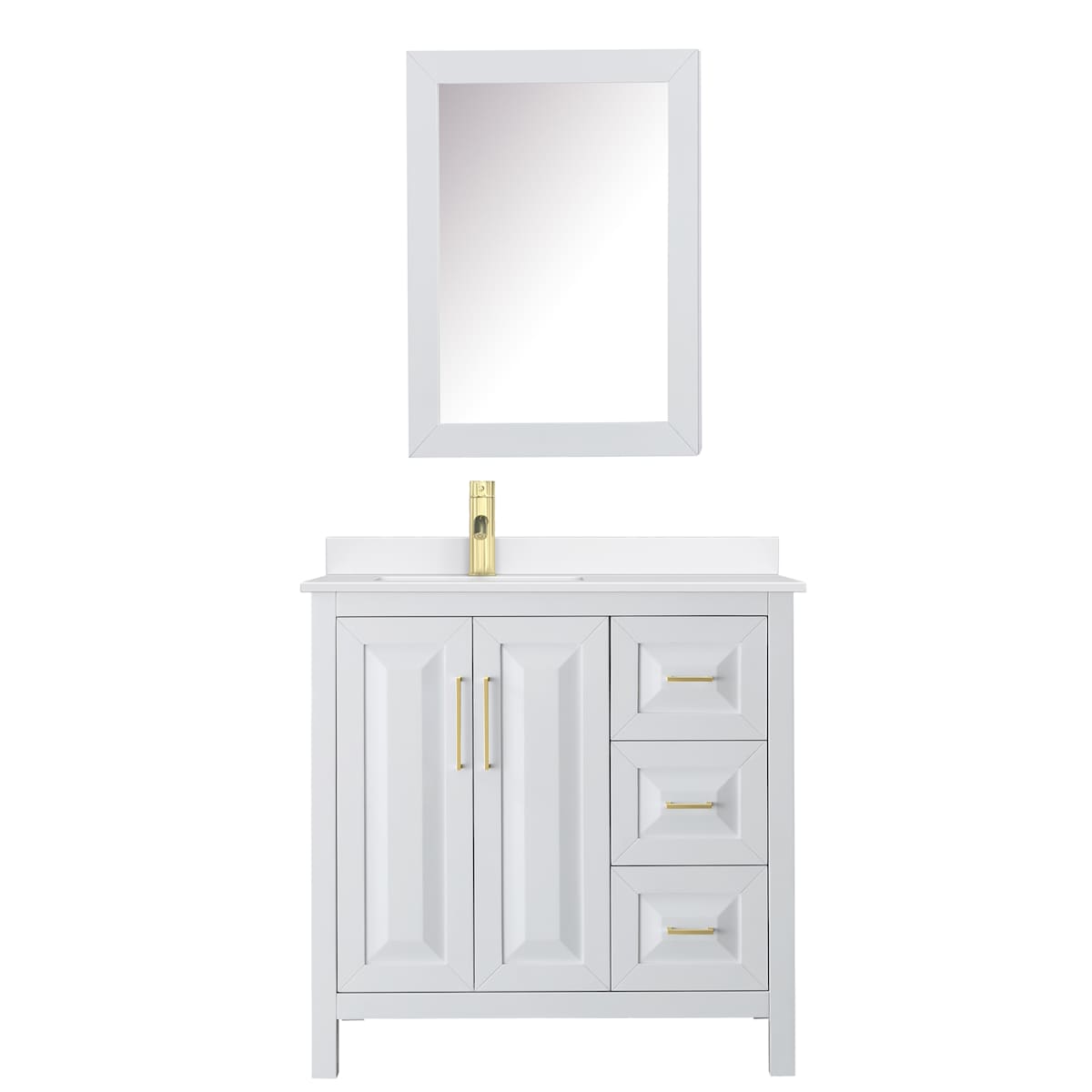 Daria 36" Free Standing Single Basin Vanity Set with Cabinet, Quartz Vanity Top, and Medicine Cabinet