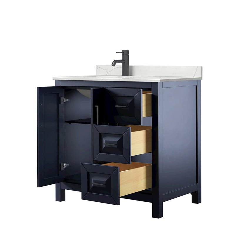 Daria 36" Free Standing Single Basin Vanity Set with Cabinet and Quartz Vanity Top - image 2