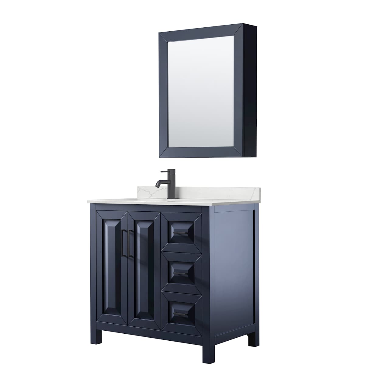Daria 36" Free Standing Single Basin Vanity Set with Cabinet, Quartz Vanity Top, and Medicine Cabinet