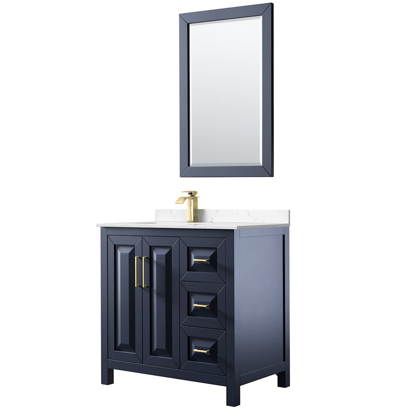 Daria 36" Free Standing Single Basin Vanity Set with Cabinet, Cultured Marble Vanity Top, and Framed Mirror - image 1