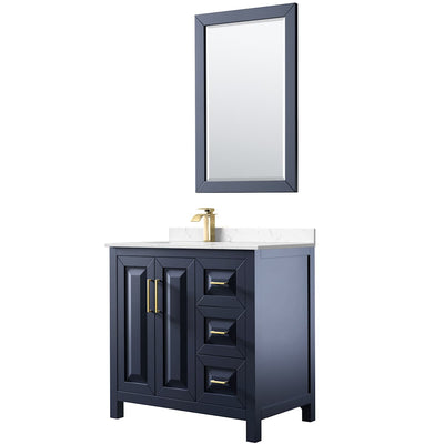 Daria 36" Free Standing Single Basin Vanity Set with Cabinet, Cultured Marble Vanity Top, and Framed Mirror - image 1