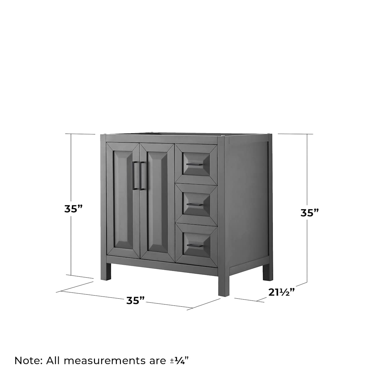 Daria 35" Single Free Standing Vanity Cabinet - Less Vanity Top