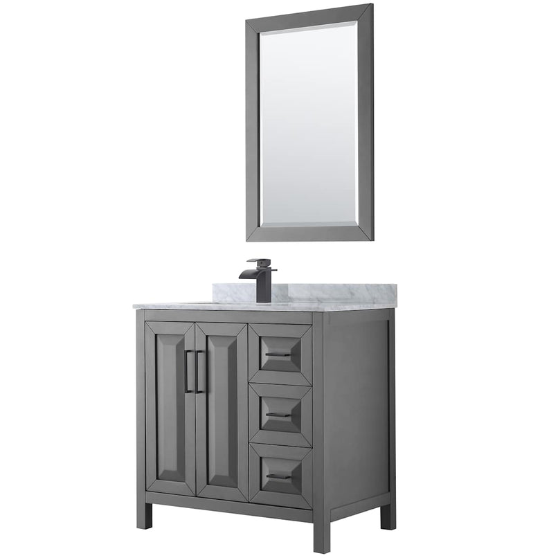Daria 36" Free Standing Single Vanity Set with MDF Cabinet, Marble Vanity Top, Undermount Sink, and Framed Mirror - image 1