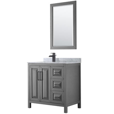 Daria 36" Free Standing Single Vanity Set with MDF Cabinet, Marble Vanity Top, Undermount Sink, and Framed Mirror - image 1