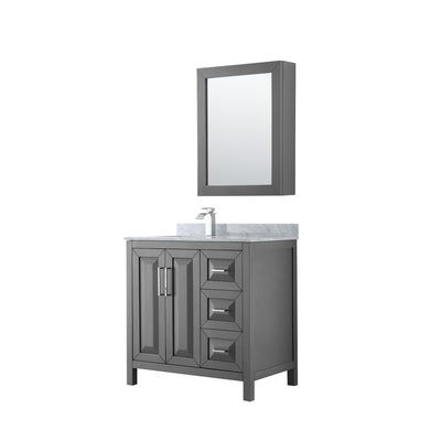 Daria 36" Free Standing Single Vanity Set with MDF Cabinet, Marble Vanity Top, Undermount Sink, and Medicine Cabinet - image 1