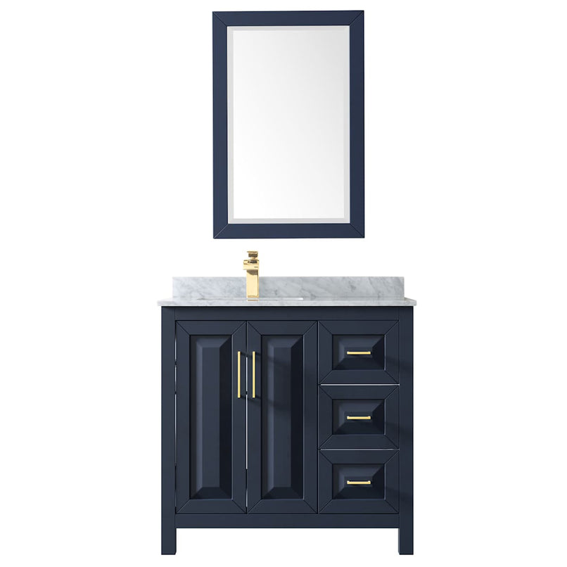 Daria 36" Free Standing Single Vanity Set with MDF Cabinet, Marble Vanity Top, Undermount Sink, and Framed Mirror - image 3