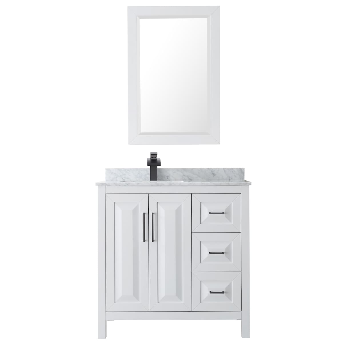 Daria 36" Free Standing Single Vanity Set with MDF Cabinet, Marble Vanity Top, Undermount Sink, and Framed Mirror - image 9