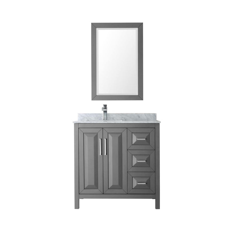 Daria 36" Free Standing Single Vanity Set with MDF Cabinet, Marble Vanity Top, Undermount Sink, and Framed Mirror - image 10