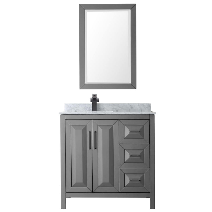 Daria 36" Free Standing Single Vanity Set with MDF Cabinet, Marble Vanity Top, Undermount Sink, and Framed Mirror - image 11