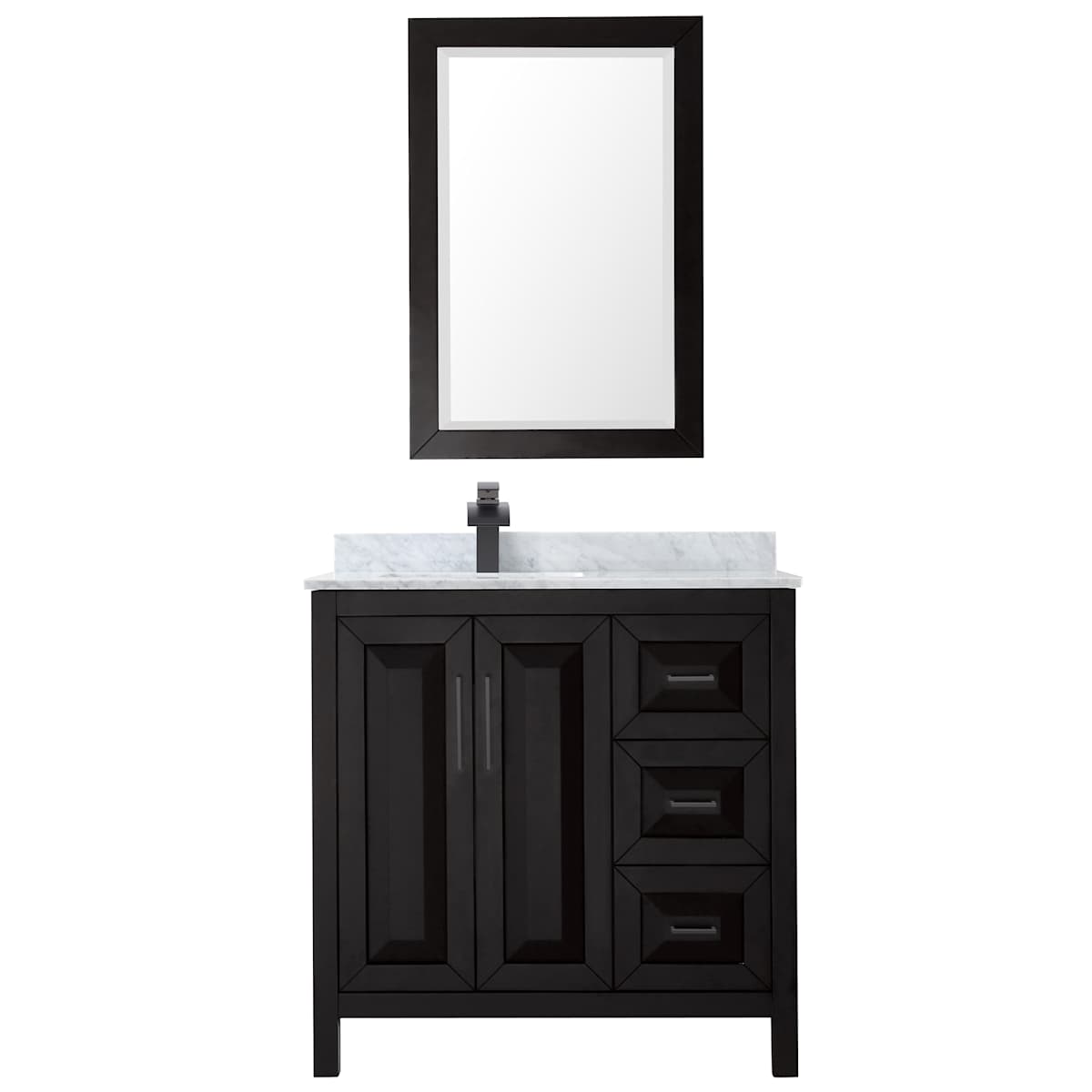 Daria 36" Free Standing Single Vanity Set with MDF Cabinet, Marble Vanity Top, Undermount Sink, and Framed Mirror