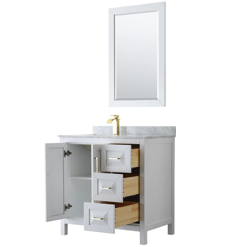 Daria 36" Free Standing Single Vanity Set with MDF Cabinet, Marble Vanity Top, Undermount Sink, and Framed Mirror - image 19