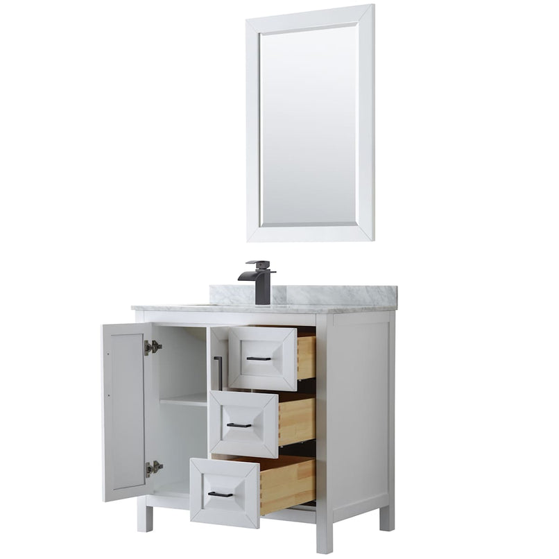Daria 36" Free Standing Single Vanity Set with MDF Cabinet, Marble Vanity Top, Undermount Sink, and Framed Mirror - image 20