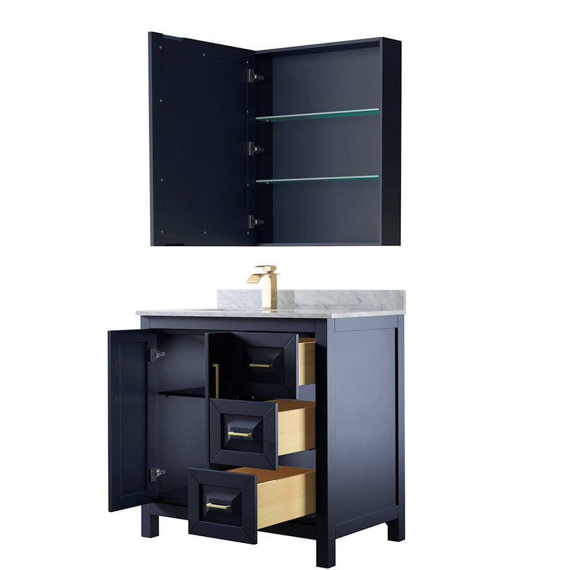 Daria 36" Free Standing Single Vanity Set with MDF Cabinet, Marble Vanity Top, Undermount Sink, and Medicine Cabinet - image 2