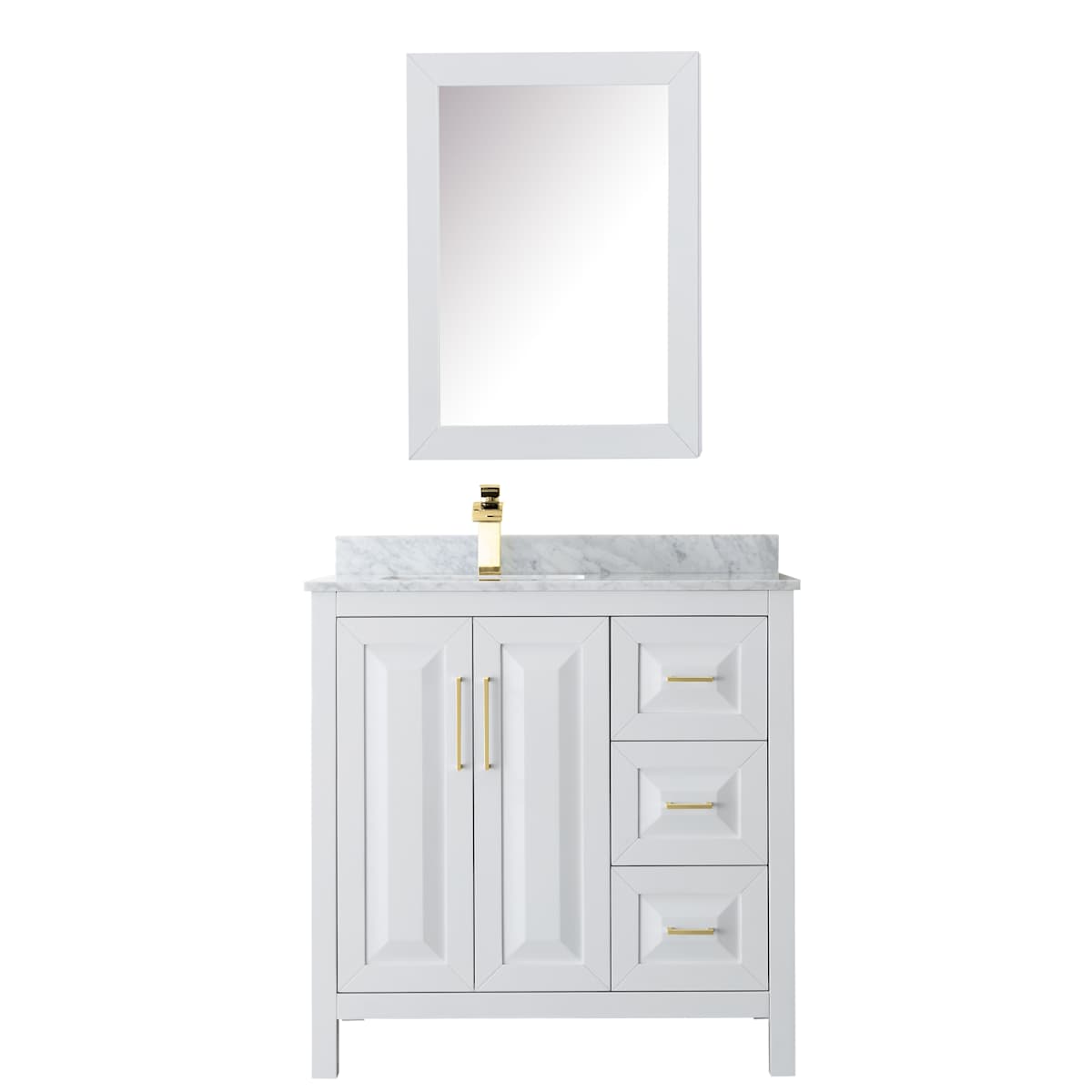 Daria 36" Free Standing Single Vanity Set with MDF Cabinet, Marble Vanity Top, Undermount Sink, and Medicine Cabinet