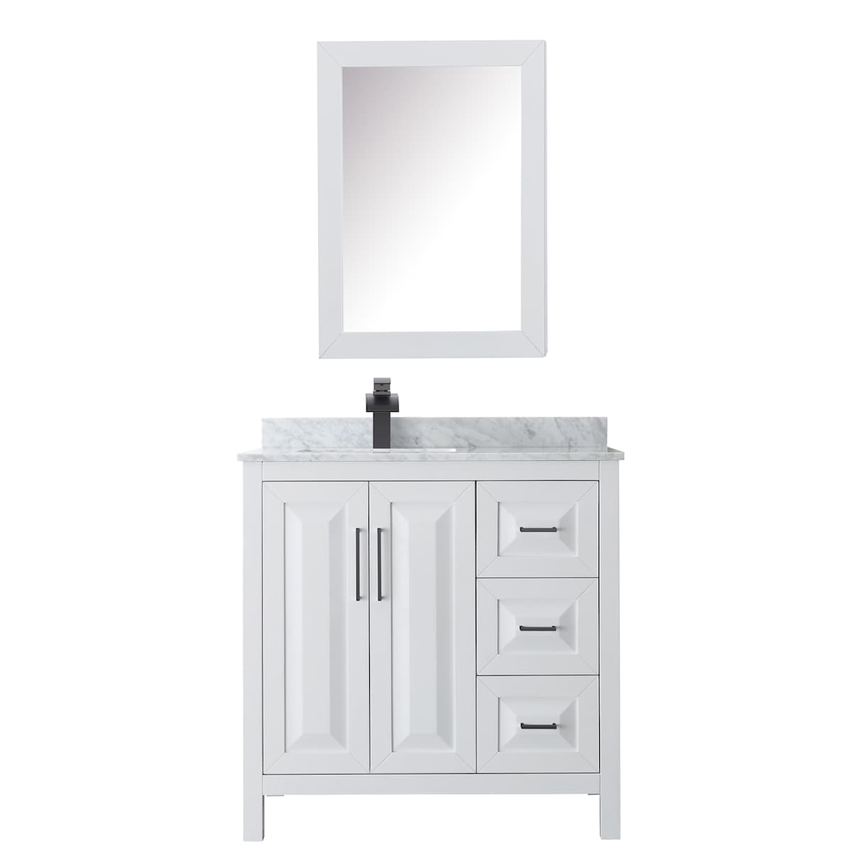 Daria 36" Free Standing Single Vanity Set with MDF Cabinet, Marble Vanity Top, Undermount Sink, and Medicine Cabinet