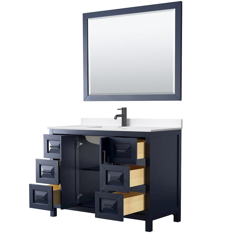 Daria 48" Free Standing Single Basin Vanity Set with Cabinet, Quartz Vanity Top, and Framed Mirror - image 7