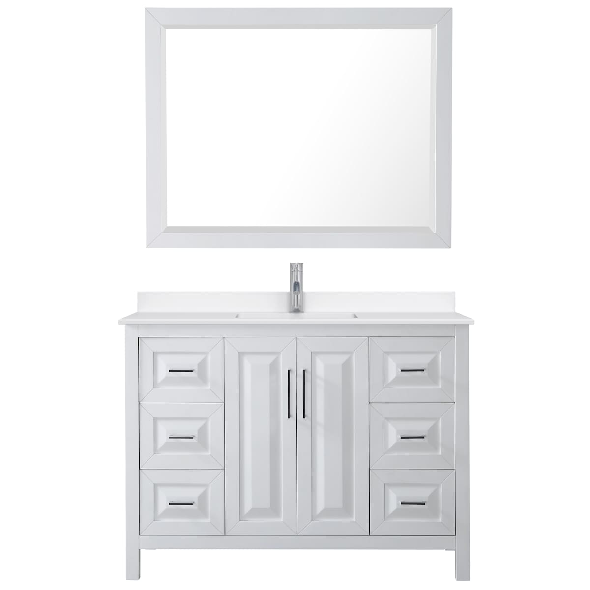 Daria 48" Free Standing Single Basin Vanity Set with Cabinet, Quartz Vanity Top, and Framed Mirror