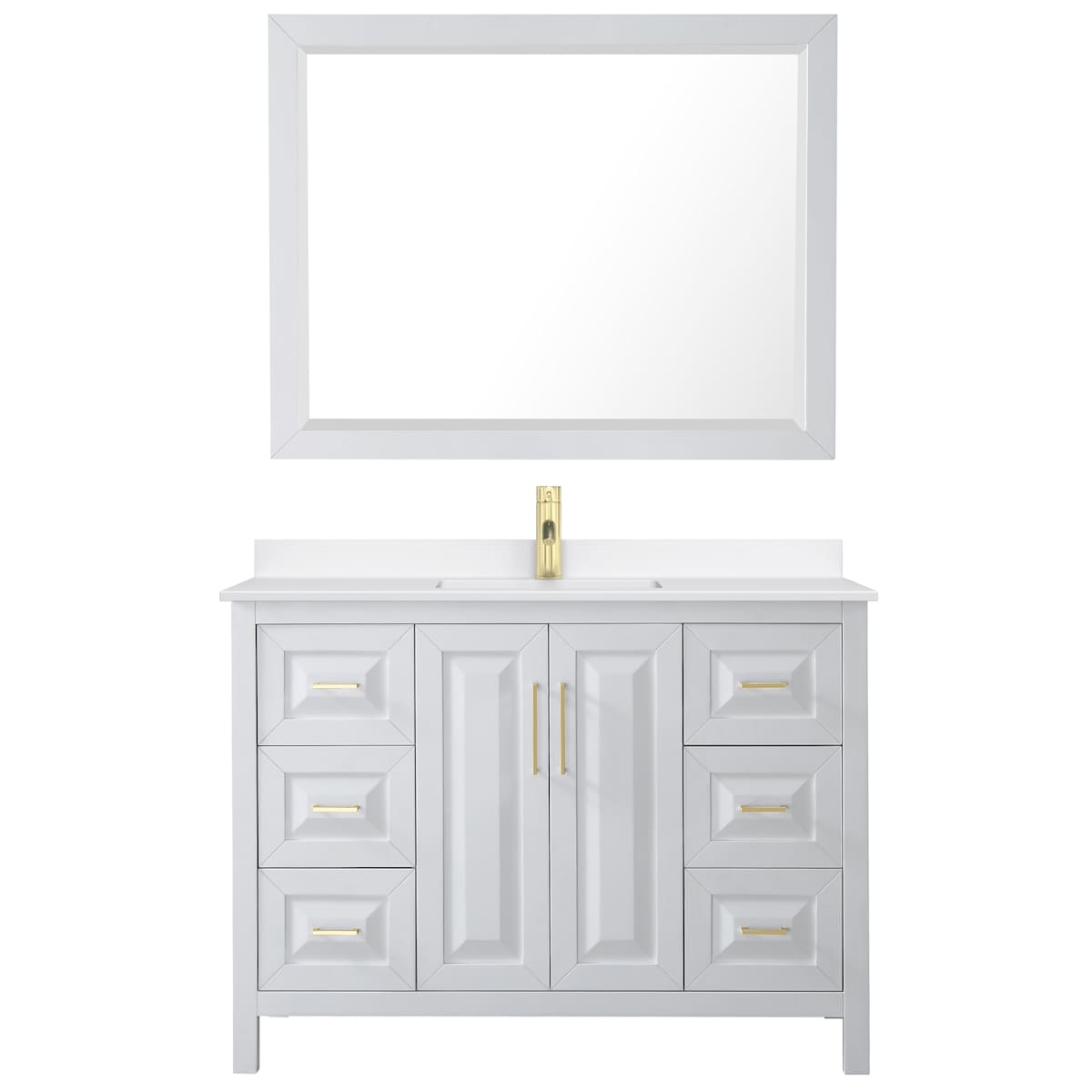 Daria 48" Free Standing Single Basin Vanity Set with Cabinet, Quartz Vanity Top, and Framed Mirror