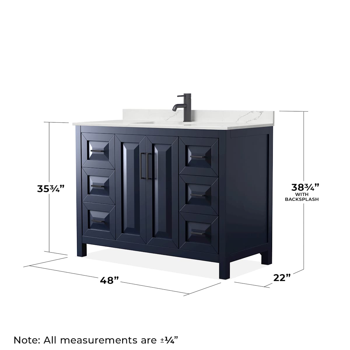Daria 48" Free Standing Single Basin Vanity Set with Cabinet, Quartz Vanity Top, and Medicine Cabinet
