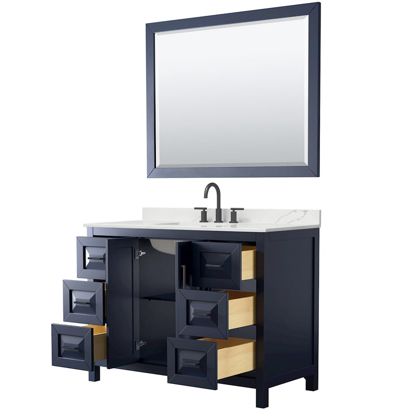 Daria 48" Free Standing Single Basin Vanity Set with Cabinet, Quartz Vanity Top, and Framed Mirror - image 2